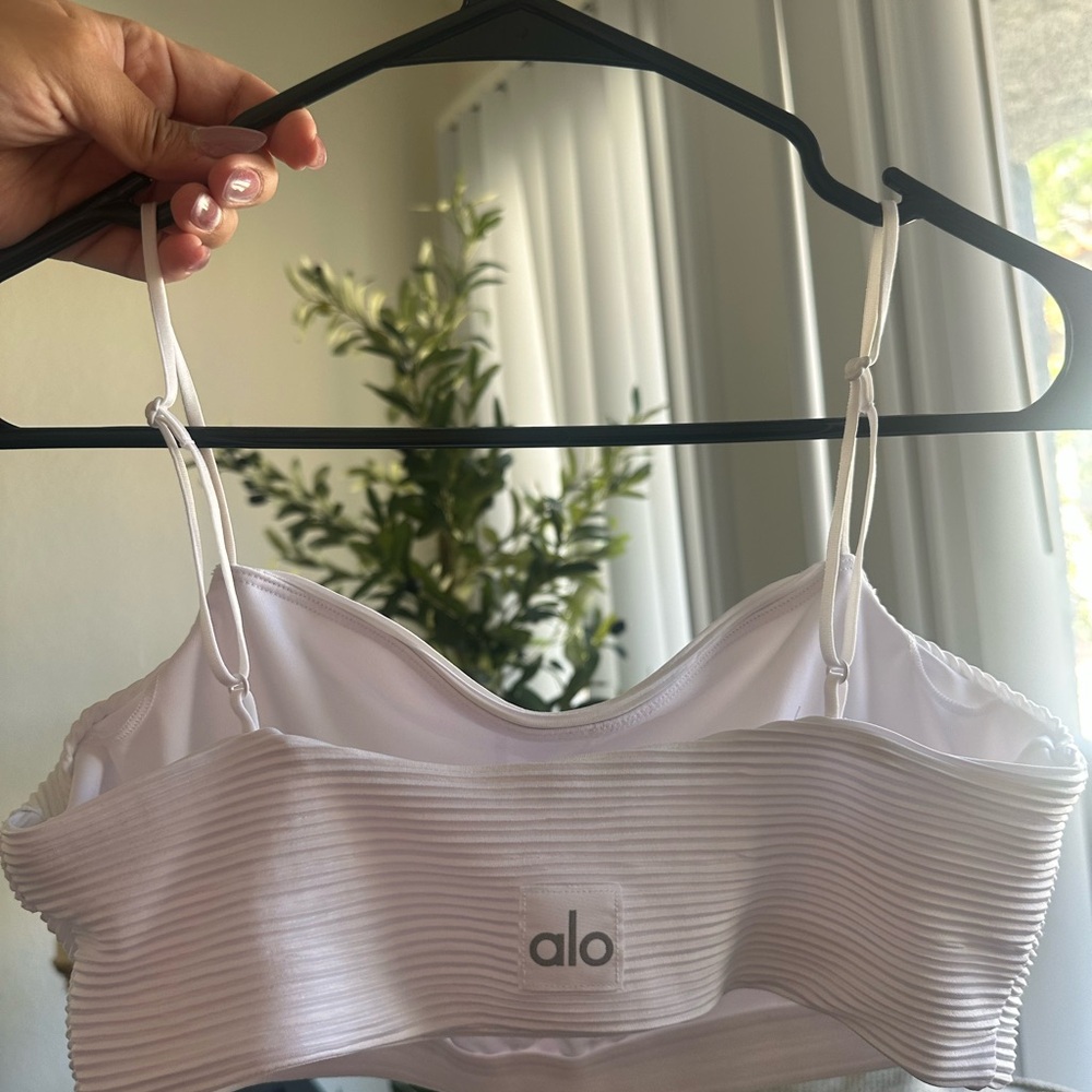 ALO Yoga White Ribbed Bandeau